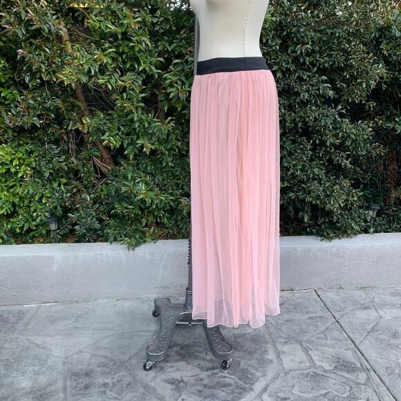 NWT Sense Pink Tulle Mermaid Maxi Layered Mesh Pink Skirt Women’s Small - Picture 1 of 7